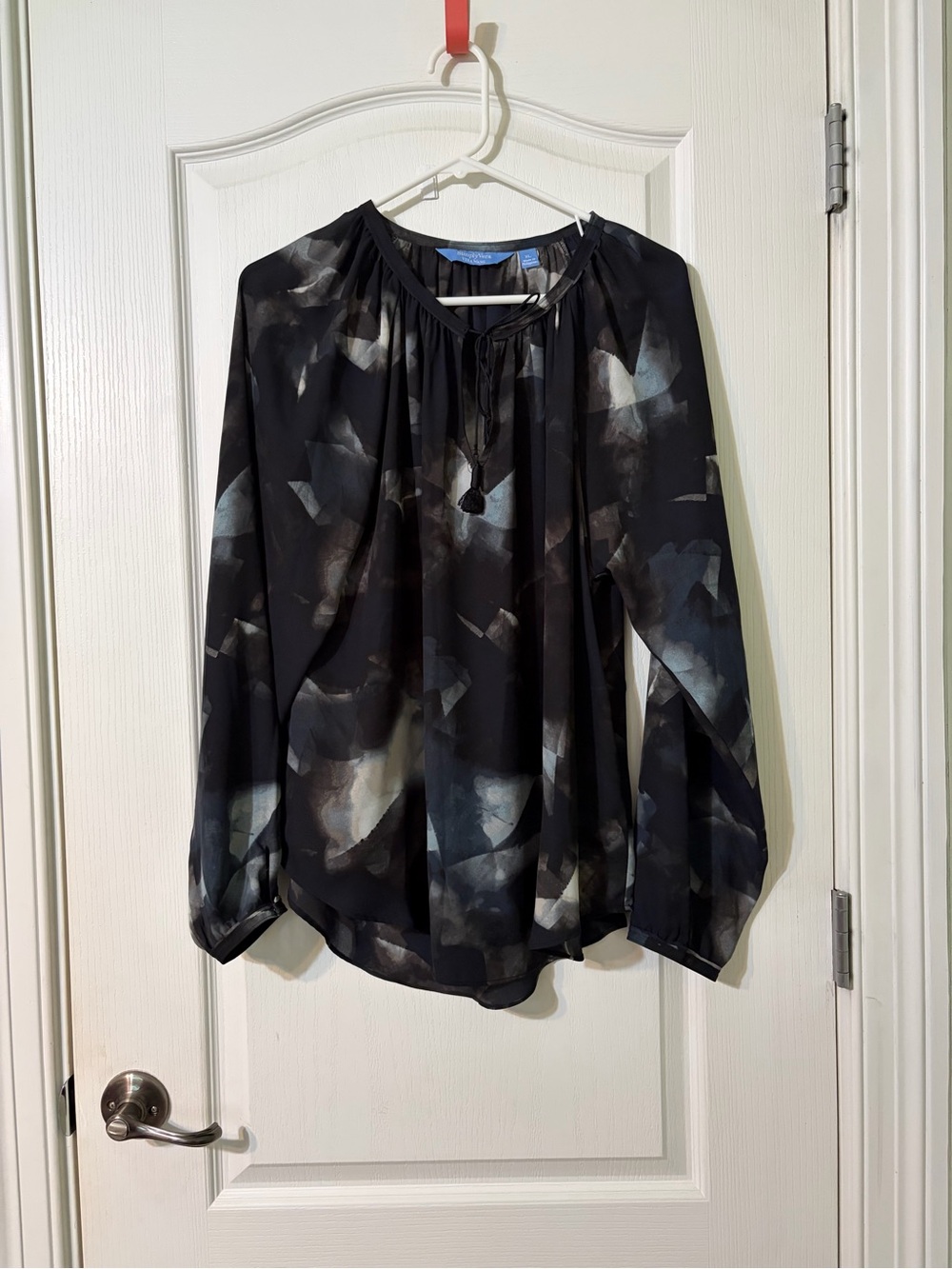 Simply Vera Vera Wang Black Abstract Print Peasant Blouse